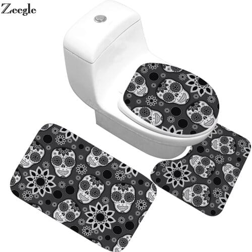 Zeegle Anti-slipToilet Mats Set 3Pcs Bathroom Carpet Pedestal Rug Toilet Lid Cover Absorbent Bath Mats Bathroom Floor Rugs