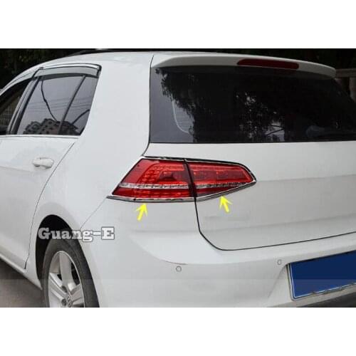 For VW Volkswagen Golf7 Golf 7 2014 2015 2016 2017 Car Rear Tail Back Light Lamp Detector Frame Stick Chrome ABS Trim Hoods 4pcs