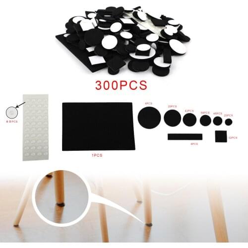 Artudatech 300Pcs Furniture Pads Chair Leg Floor Protectors Felt Pads Hardwood Floors Black
