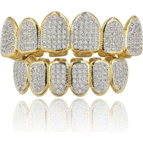 Shining Hip Hop Mouth teeth Caps Top & Bottom tooth Set Men Women Vampire Weight 50g Grills Fashion Jewelry Halloween Gift