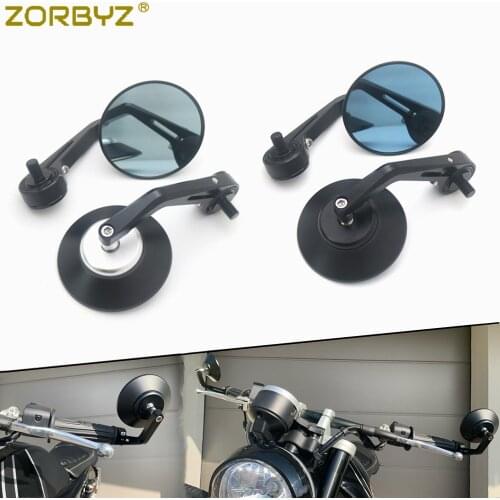 ZORBYZ Black Motorcycle Aluminium Round Handlebar End Side Mirror With M10 Bolt Fit For Aprilia FB Mondial HPS 300