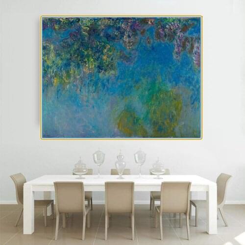 Citon Claude Monet《Wisteria》Canvas Art Oil Painting Artwork Poster Picture Modern Wall Decor Home Living room Decoration