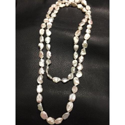 White baroque Long fresh water pearl necklace real pearl 120CM irregular fashion women jewelry
