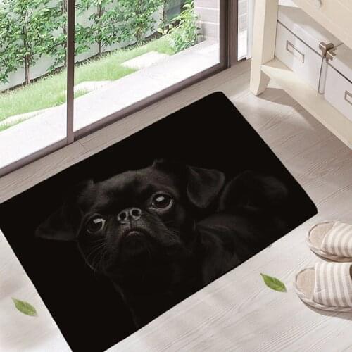 Doormat Indoor Print Cute Pug Dog Door Mat Flannel Floor Mat Rugs Tapis for Bedroom Living Room 40*60cm GA15