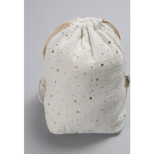 Foil Printed Muslin Kids Backpack Baby Storage Fabric Bags Home 28 X30 cm Cute Pretty Darling Melodious Gracious Adorable Nice