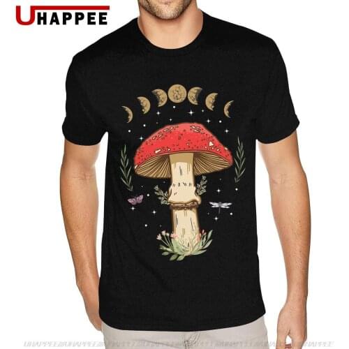 Dark Academia Cottagecore Aesthetic Magical Mushroom Fungi T Shirt Homme Cool Fashion Short Sleeve Cotton Graphic Tshirt