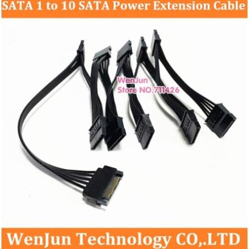 15Pin SATA 1 Male to 10 Female SATA Power Supply Splitter Cable SATA Multiple Hard Drive Extension Power Cord for DIY PC Sever