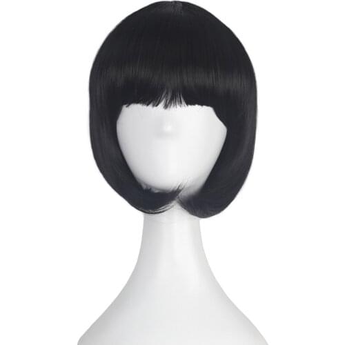 Colorful Short Straight Bob Wig with Bangs Synthetic Cosplay Daily Party Wig for Women with Wig Cap