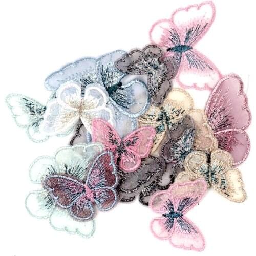 5pcs Beautiful Lace Butterfly Applique Trim Embroidered Lace Patches For Handmade Garment Accessories Decoration Sewing DIY