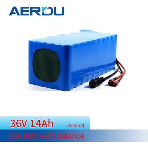 AERDU 36V 10S4P 37V 14AH 18650 Liion Battery Pack for Balance Car Skateboard E-bike Car Scooter Built In 25A BMS XT60 DC T pulg