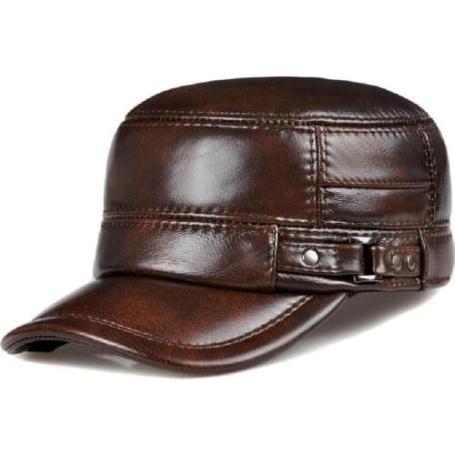 Mans Cowhide baseball caps male real cow leather hat spring autumn winter casual real cowskin headgear brand adjustable