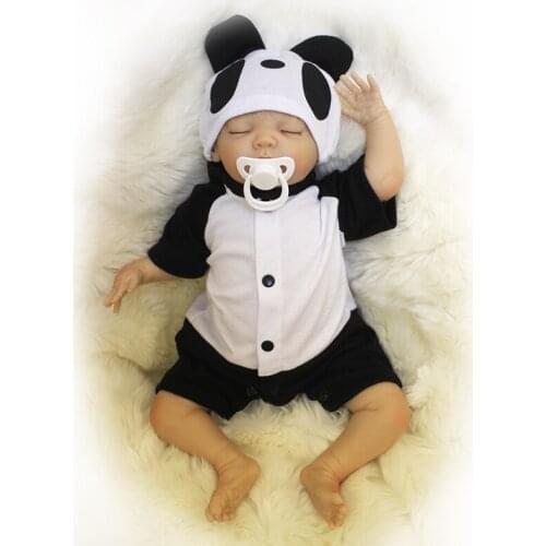 Nicery 16-18inch 40-45cm Bebe Doll Reborn Soft Silicone Boy Girl Toy Reborn Baby Doll Gift Panda Clothes