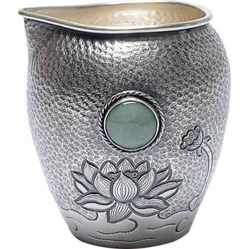 Jade Heat insulation Pure Silver Gongdao Cup S999 Silver Handmade Tea Seaware Accessories Tea Separator