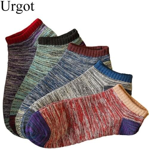 Urgot 10pcs=5 Pairs New 2020 Men Short Socks Vintage Nation Style Casual Ankle Socks Mens Male Low Cut Male Boat Socks Sox Meias