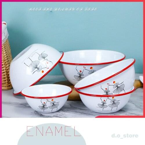 Nostalgic enamel hand-mixed bowls Home Chinese vintage thickened lard bowl soup bowl stuffing bowl