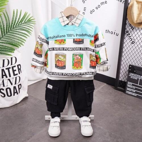 2020 Autumn New Baby Boys Clothing Sets Kids Pullovers Sweatshirt Suit Toddler Boys Fashion Tops+shirts+cargo Pants 3Pcs Sets