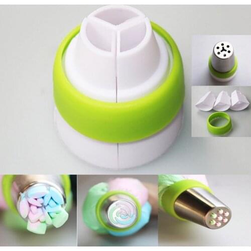Useful 3Color Icing Piping Bag Russian Nozzle Converter Coupler Cake Cream Maker