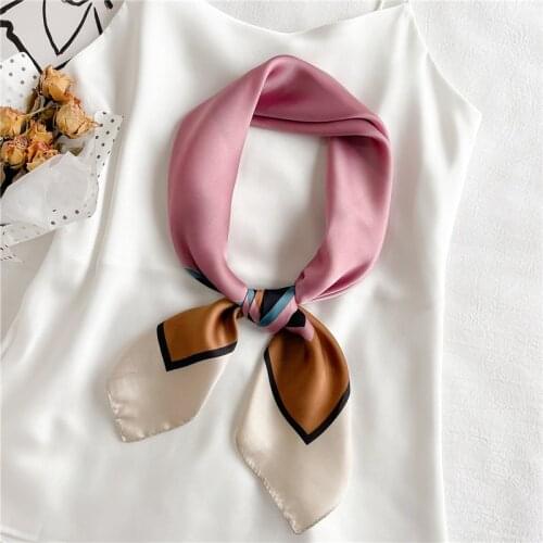 Vintage Print Silk Shawl Women Elegant Ladies Square Scarf For Hair Bands 2021 Satin Hijab On Head Wraps Neckerchief Female
