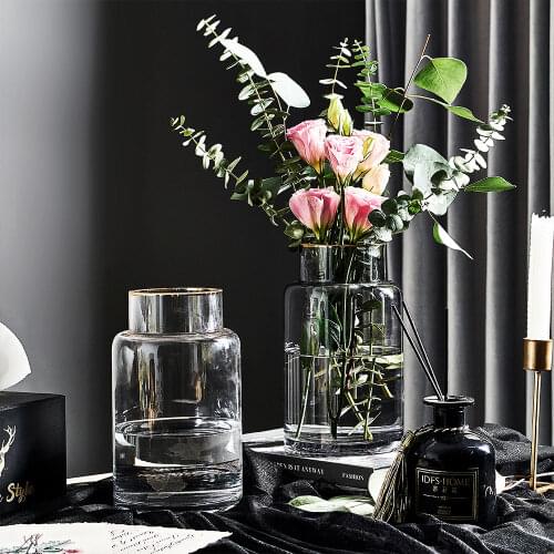 Modern Home Decoration Vase Transparent Glass Vase Nordic Decor Home Vases for Flowers Living Room Cafe Countertop Vase Gift