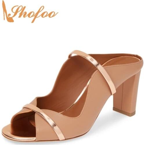 Peep Toe High Chunky Heels Pumps Woman Narrow Band Soft Artificial Leather Large Size 11 16 For Ladies Summer Dress Shoes Mature