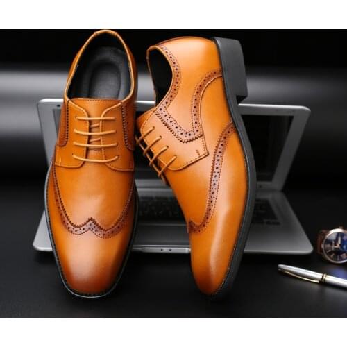 Luxury Brand Mens Dress Shoes Genuine Leather Brogue Shoes Men Formal Moda Italiana Elegant Shoes Men Classic Sapato Masculino