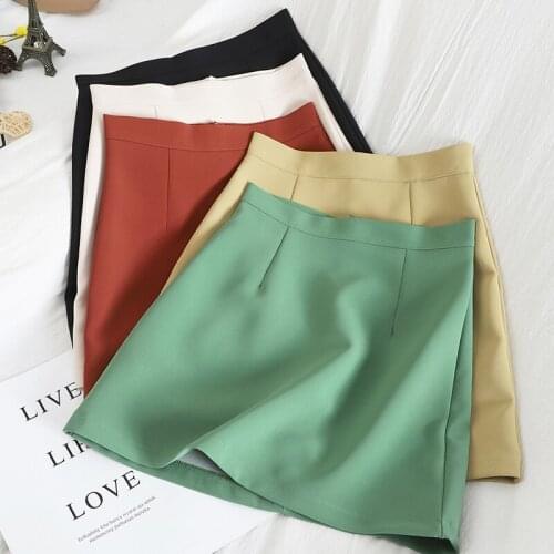 HELIAR korean style High-waisted woman skirts fashion woman skirts 2020 School Mini skirt kpop simple elegant anti-emptied skort