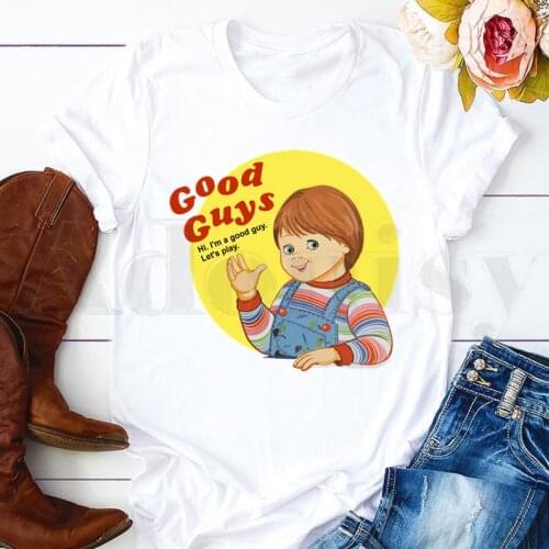 Short Sleeve Female Tops Tees Harajuku Vogue VintageT Shirts Chucky Horror Fashion Harajuku Streetwear Cartoon Womens T-shirt