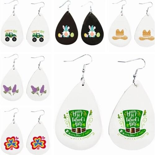 St Patricks Day Faux Leather Earrings Wholesale Teardrop Earrings Pu Earrings Wholesale We Are Now In Stock