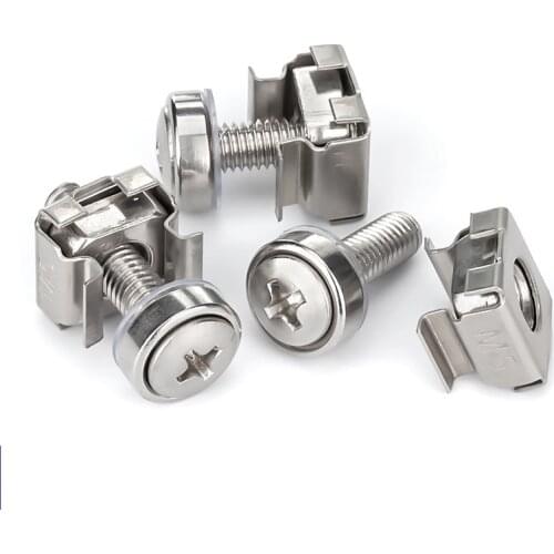 High Quality 10PCS M4 M5 M6 M8 304 Stainless Steel Rack Mount Cage Nuts Screws and Washers for Rack Mount Server Cabinet