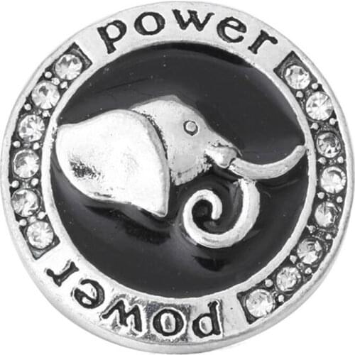 10pcs/lot New Snap Jewelry Power Elephant Metal 18MM Snap Buttons Fit DIY Snap Bracelets for Women Buttons Jewelry