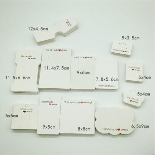 100Pcs Handmade Style White Ktaft Paper Necklace Package Card Earring Card Multi Size DIY Jewlery Holder Paper Tags
