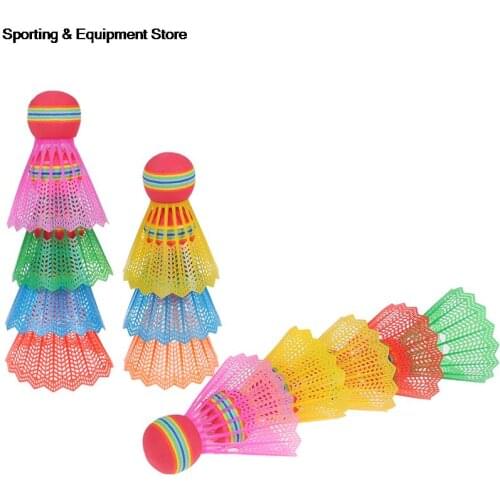 12 PCS Badminton EVA Head Nylon Badminton Feathers for Game Sport Entertainment with Transparent Barrel Rainbow Ball