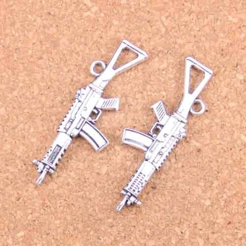 30pcs Charms machine gun assault rifle 45x13mm Antique Making pendant fit,Vintage Tibetan Silver,DIY bracelet necklace