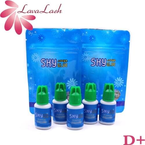 5 Bottles Korea Sky Glue Eyelash Adhesive For Eyelash Extensions Sky D+ Green Cap 5ml False Lash Glue Wholesale Sealed Bag Tools