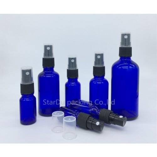 5ML 10ml 15ml 20ml 30ml 50ml 100ml blue glass bottle with Perfume sprayer, Essential Oil Spray Glass blue Bottle 200pcs