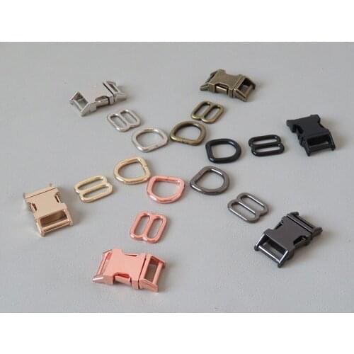 50Sets/Lot Wholesale (Metal Buckle+Adjust Buckle+D Ring/set) 15mm DIY Pet Dog Collar Accessory High Quality Plated Nickle Clasp