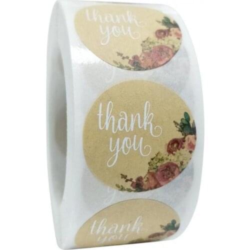 500pcs Floral Thank You Cute Stickers Kraft Festival Decorative Stickers Tags Envelope 1 inch Christmas Stickers Scrapbooking