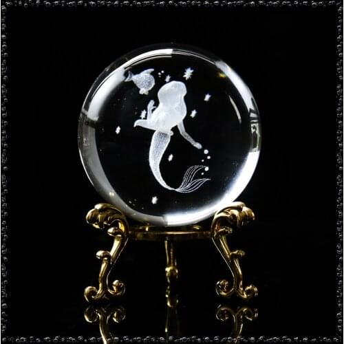 60mm Mermaid Clear Glass Crystal Ball Healing Sphere Photography Props Gifts new Artificial Crystal Balls For Home Wedding Decor