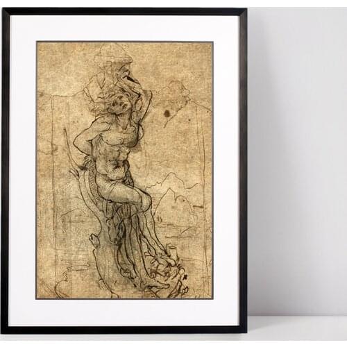 Framed art on Leonardo vintage Saint Sebastian aluminum wall frame with mat board 12x16 inch