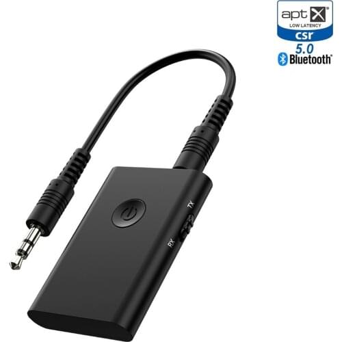 Bluetooth 5.0 Aptx Low Latency RCA Aux 3.5mm Stereo Audio Transmitter Receiver Wireless Music Adapter for Home Car Speaker TV
