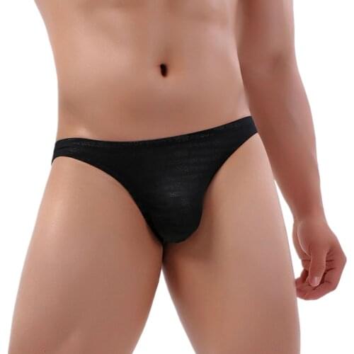 BRAVE PERSON Mens Sexy Lace Transparent Briefs Underwear Men Logo Jacquard Fabric Silky Soft Comfortable Underpants Briefs