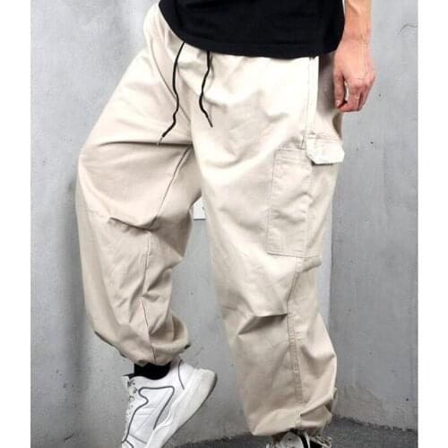 Fashion Harem Cargo Pants Cotton Men Casual Streetwear Dance Wide Loose Baggy Hip Hop Joggers Pants Trousers