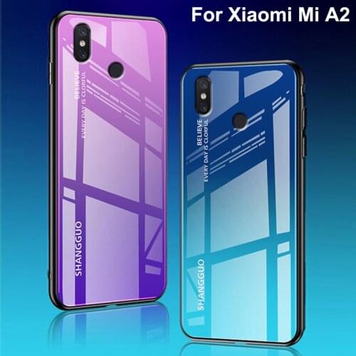 Coque For Xiaomi Mi A2 Case capa Luxury Tempered Glass Luxury Gradient Soft Silicone Frame Back Cover For Mi A2 A 2 miA2 cases