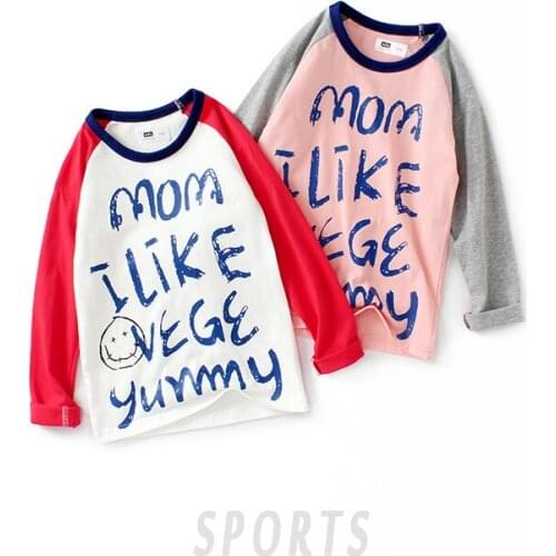 5-12 Years Kids Shirts Spring New Arrival Cartoon Alphabet Long Sleeves Tops for Boy Children Clothing Girls Shirt Cotton Tees