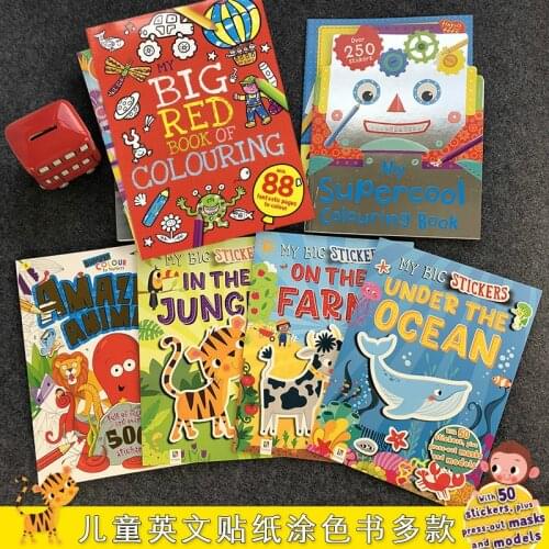 Kindergarten childrens coloring and graffiti sticker book focus on Educational Games book