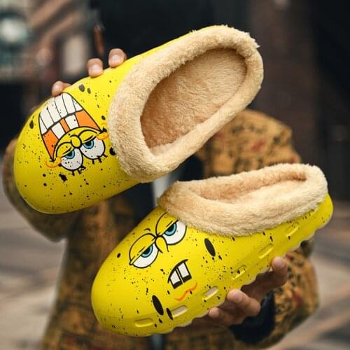 Cotton Slippers 2021 New Mens And Womens Sesame Street Slippers Mens Bone White Shoe Rack Soft Bottom Indoor Warm Slippers