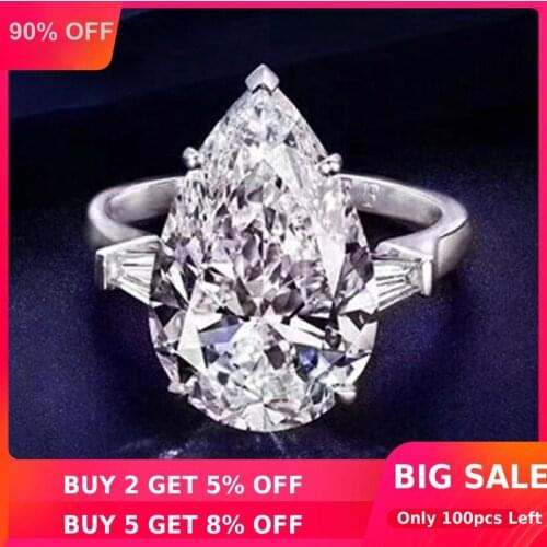 Water Drop 6ct Lab Diamond Ring 925 sterling silver Jewelry Engagement Wedding band Rings for Women Bridal Fine Party accessory