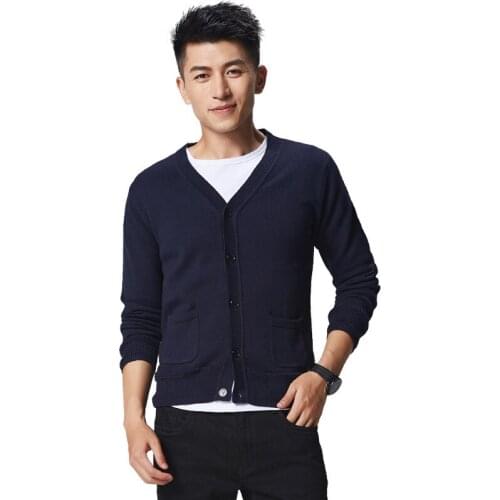 Korean version of the simple autumn and winter models knitted sweater cardigan mens Slim autumn and winter sweater V