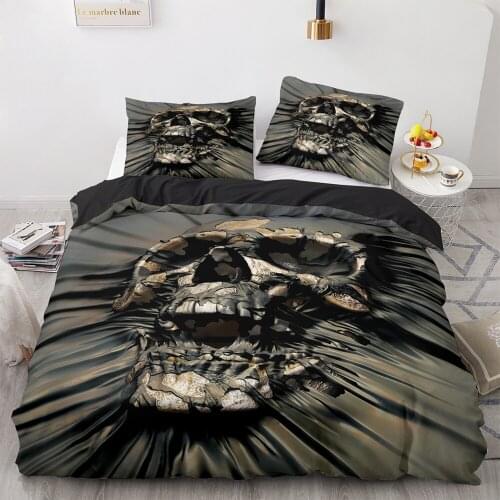Lai Yin Sun Painting 3D Black Skull Printed Duvet Cover Set 2/3pcs Single Double Queen King Bedclothes Bed Linen Bedding Sets