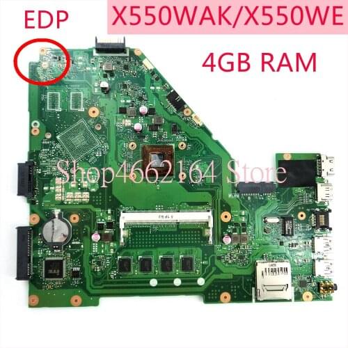 X550WAK motherboard For ASUS X550WA 4GB RAM Laptop motherboard X550 X552W X550WE X550W D552W Notebook mainboard fully tested